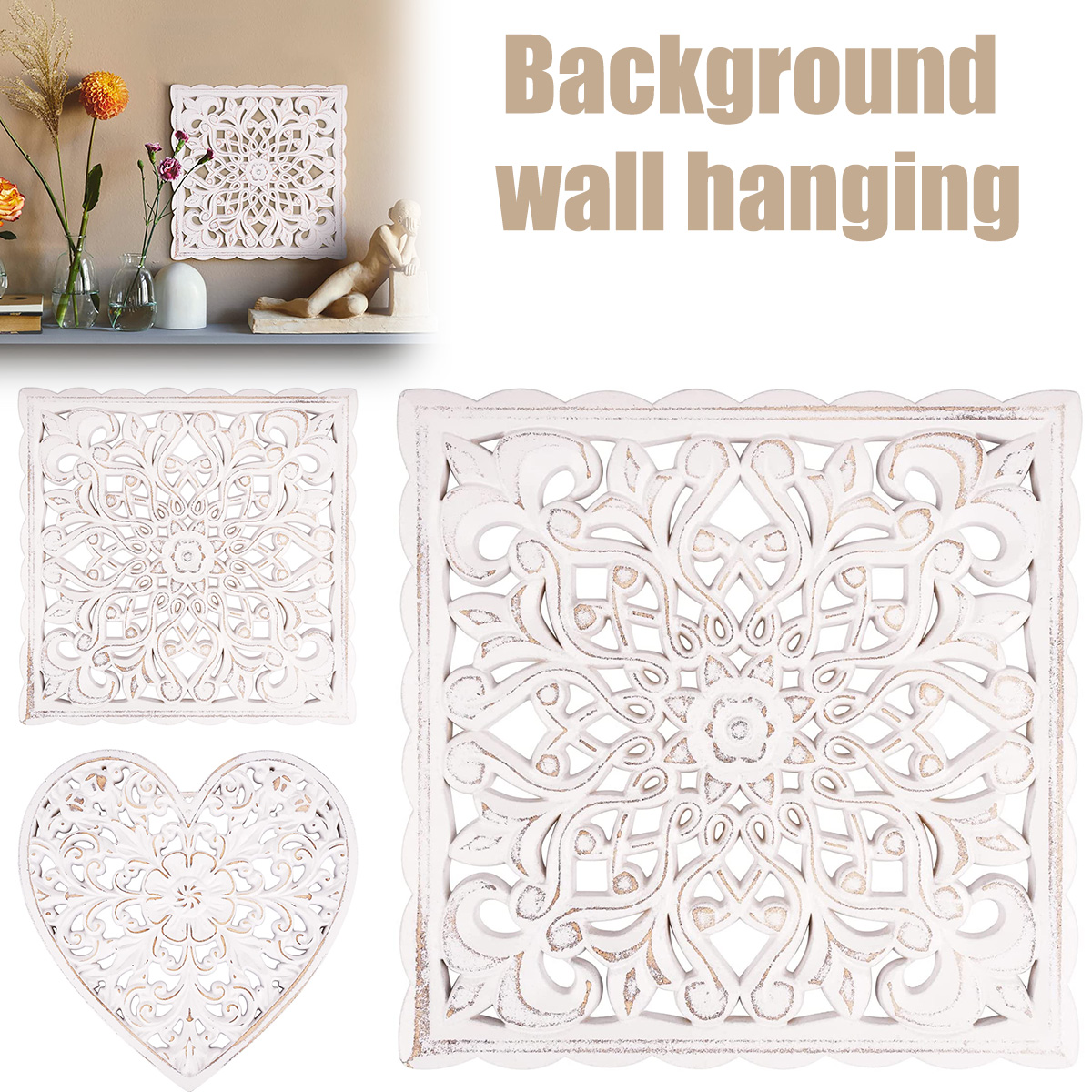 Flower Wall Panel - Decoração de parede de madeira floral