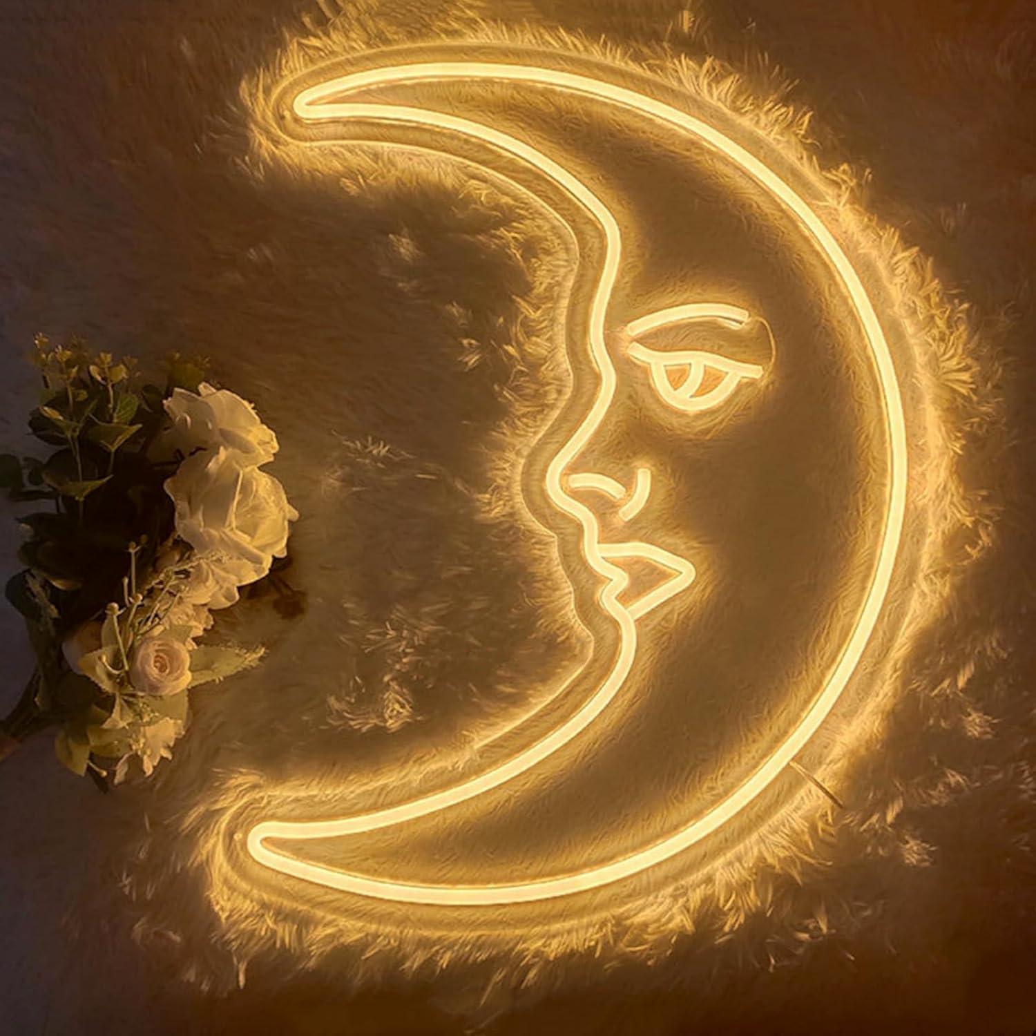 Luz LED Neon com Rosto de Lua, - Neon Sign Party avaliação e preço
