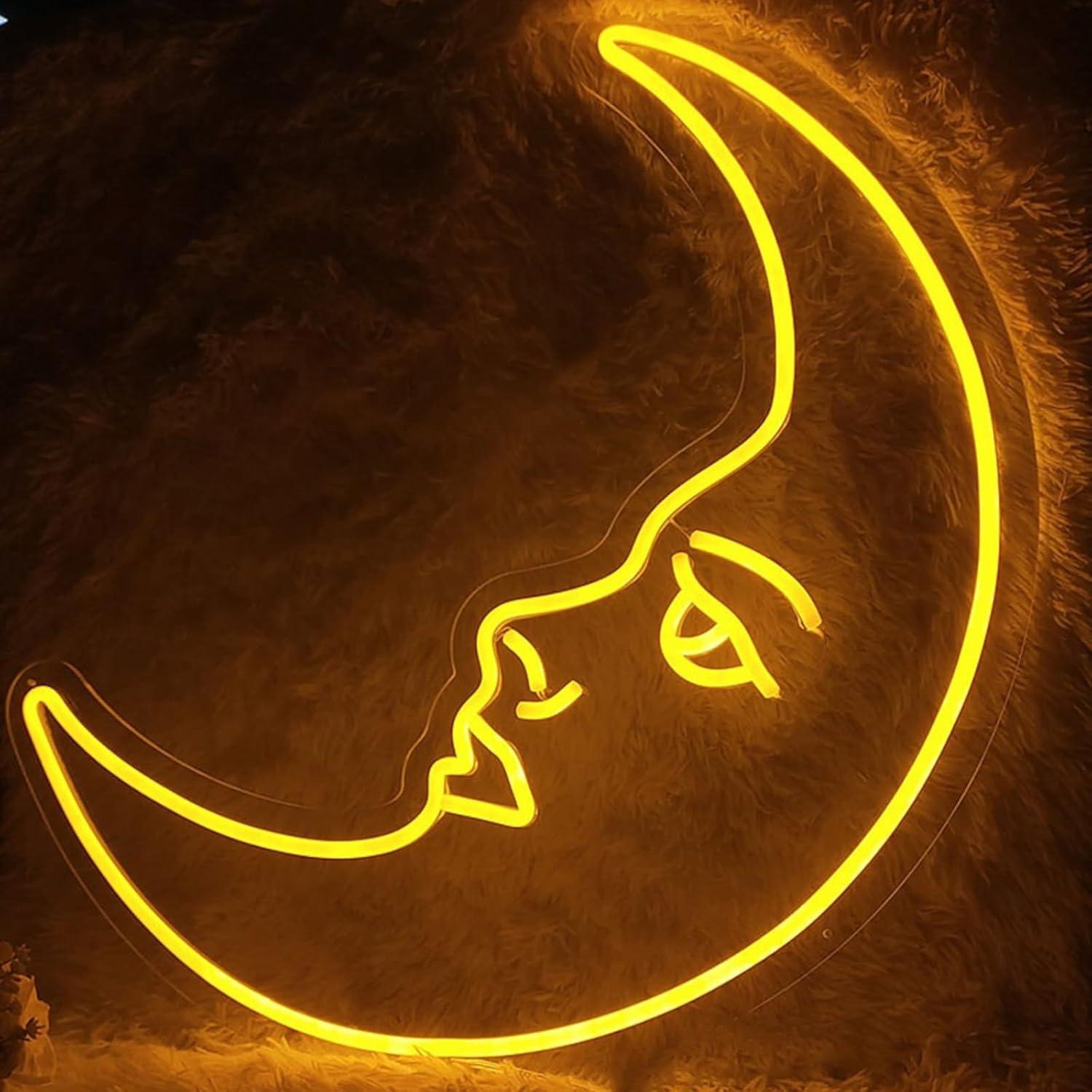 Luz LED Neon com Rosto de Lua, - Neon Sign Party avaliação e preço